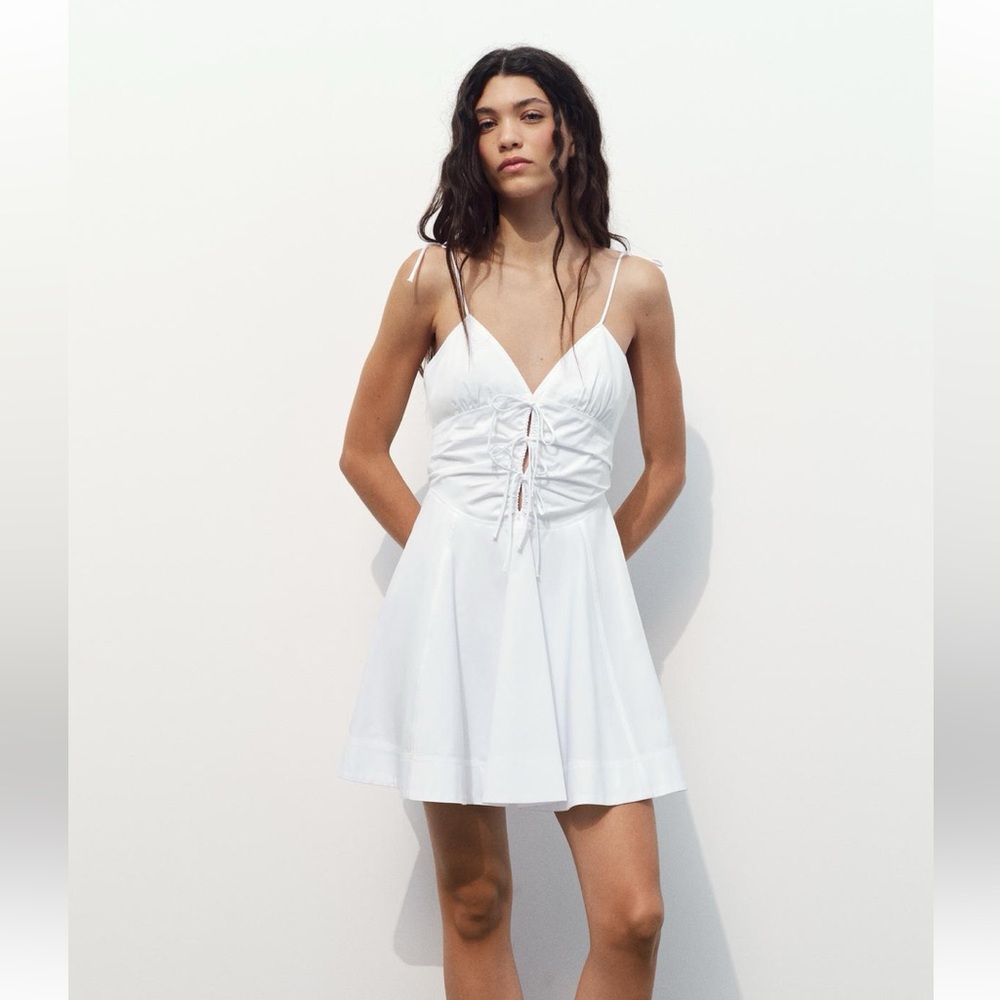 Zara Bow Trim Gambardine Mini Dress
